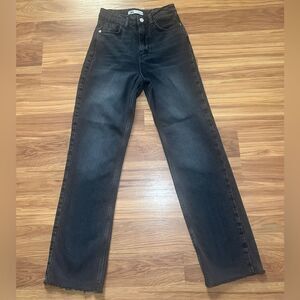 Zara Washed Black Frayed Hem Straight leg pants Size 0